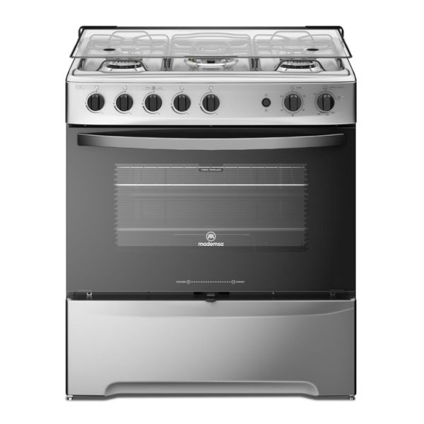 Cocina a Gas 5 Platos Mademsa 920 T Inox con Triple Llama y Grill Eléctrico