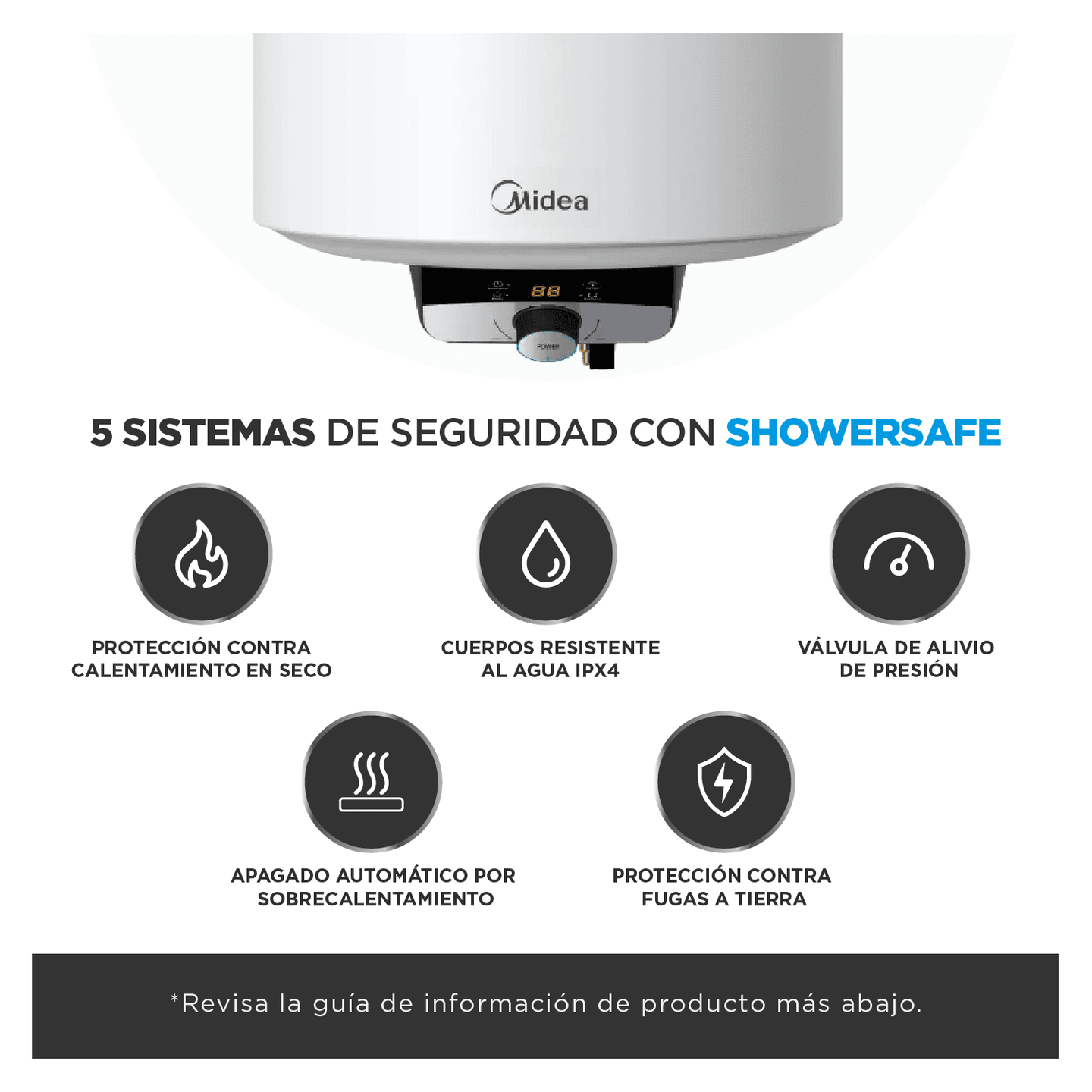 image (4) Termo Eléctrico Midea 100 litros WiFi con Mega Water - Imagen 3